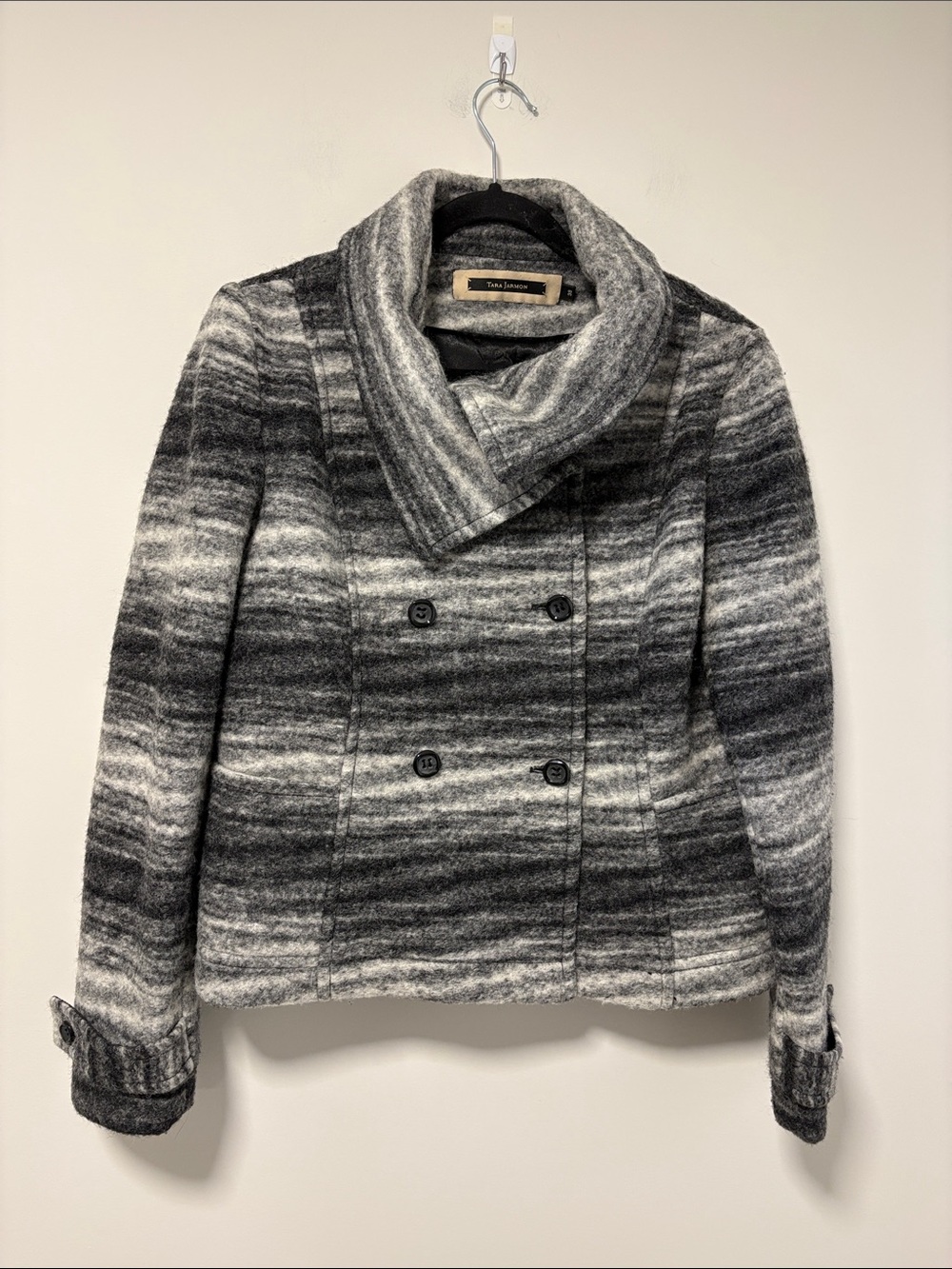 Tara Jarmon Gray Ombre Double-Breasted Peacoat